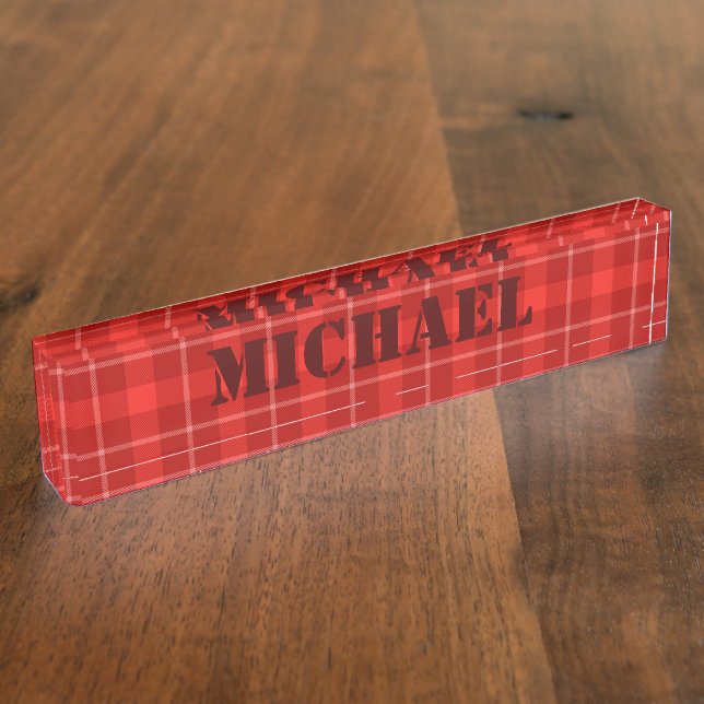 Placa De Nombre HAMbWG - Red Tartan (Lateral)