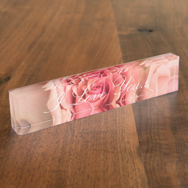 Placa De Nombre HAMbyWG Desktop Name Plate - Peach Rosa "I love yo (Lateral)