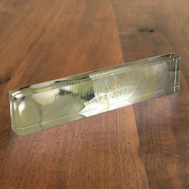 Placa De Nombre HAMbyWG - Memoria acrílica Keepsake - Rosa blanca (Lateral)