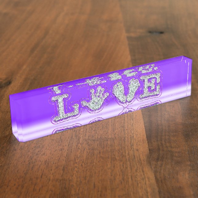 Placa De Nombre Hecho con amor (rosa) (Lateral)