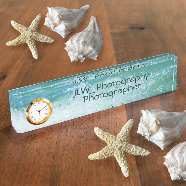 Placa De Nombre Hermosa ola oceánica en reposo azul y blanco (Subido por el creador)