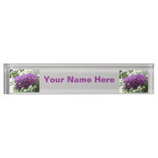 Placa De Nombre Hermosa Personalizado de flores moradas Nameplate