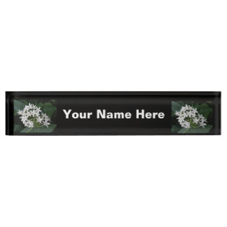 Placa De Nombre Hermosas flores tropicales blancas Personalizado d