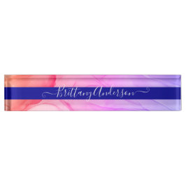 Placa De Nombre Hermoso Personalizado de la Bolsa de Tinta Abstrac
