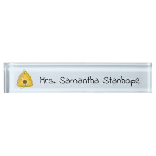 Placa De Nombre Hive de abejorros con abejas zumbantes personaliza