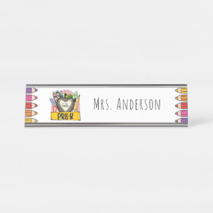 Placa De Nombre Hola Profesor de Preescolar Regalo Escritorio Nomb