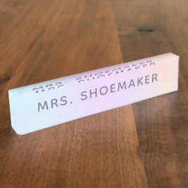 Placa De Nombre Holografía personalizada del Pastel arcoiris