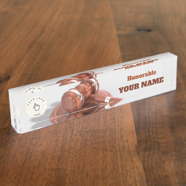 Placa De Nombre Honorable Juez Gavel Despacho Nombre placa (Lateral)