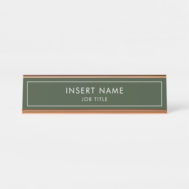 Placa De Nombre Hunter Green Modern Professional (Anverso)