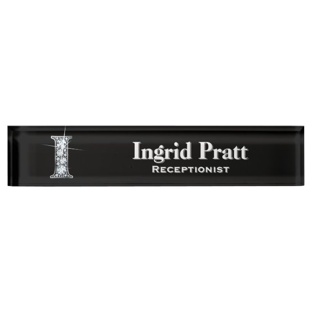 Placa De Nombre I Faux Diamond Desk Nameplate (Anverso)