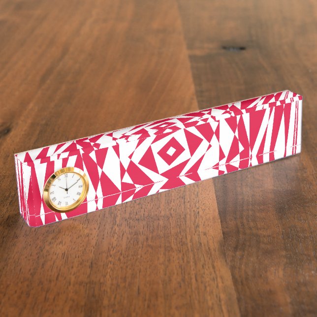 Placa De Nombre Ilusión abstracta roja blanca (Lateral)