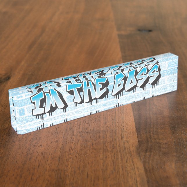 Placa De Nombre IM EL BOSS Funny Graffiti Name Plate Business (Lateral)
