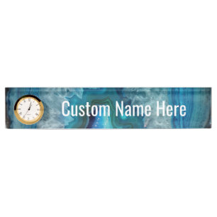Placa De Nombre Imagen de cristal del agio mineral Blue Geode Rock