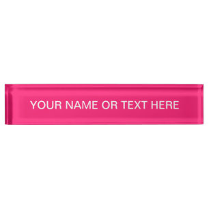 Placa De Nombre Impactante Personalizar de color sólido rosa