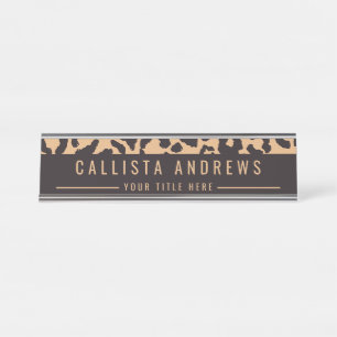 Placa De Nombre Impresión de animales modernos de leopardo de oro