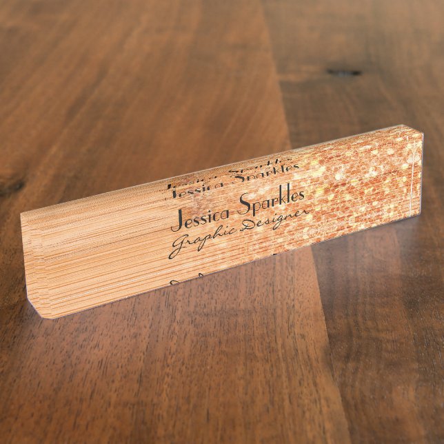 Placa De Nombre Impresión de madera de bambú de naranja espumosame (Lateral)