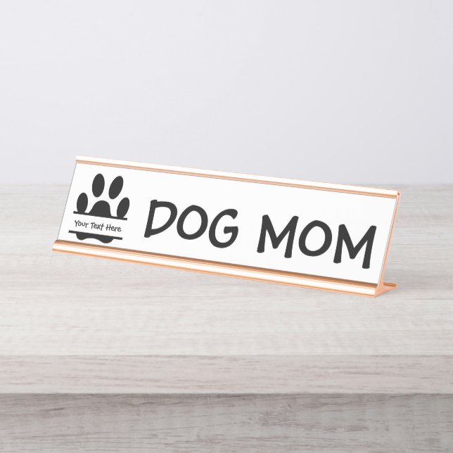 Placa De Nombre Impresión de perro Mom Paw (Anverso)