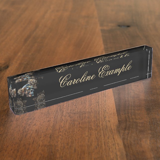 Placa De Nombre Impresionante cráneo de vapor oscuro (Lateral)