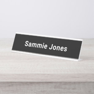 Placa de nombre impreso en negro para Office Desk