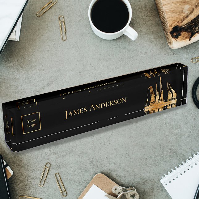 Placa De Nombre Industria de grúas de construcción de oro negro co (Subido por el creador)