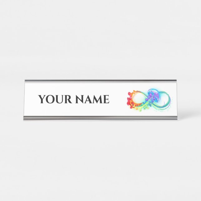 Placa De Nombre Infinidad con las medusas del arcoiris (Anverso)