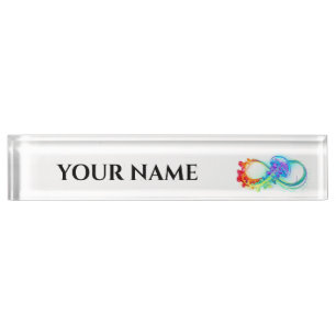 Placa De Nombre Infinidad con las medusas del arcoiris