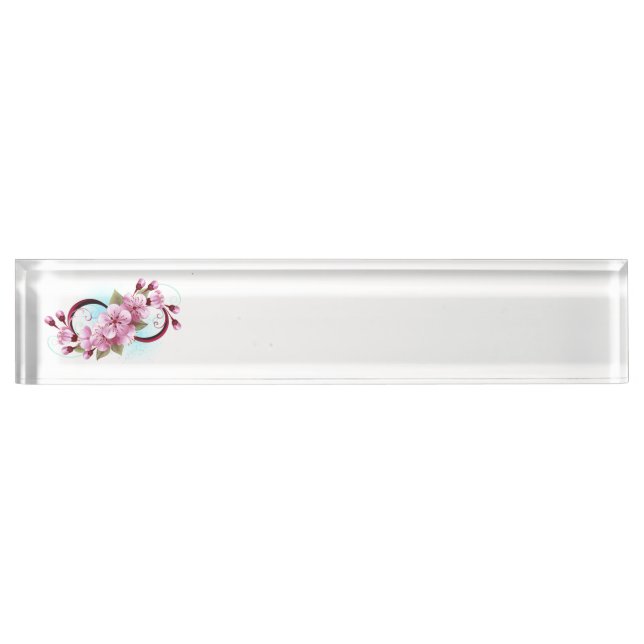 Placa De Nombre Infinito con las flores de flores de Sakura Blosso (Anverso)
