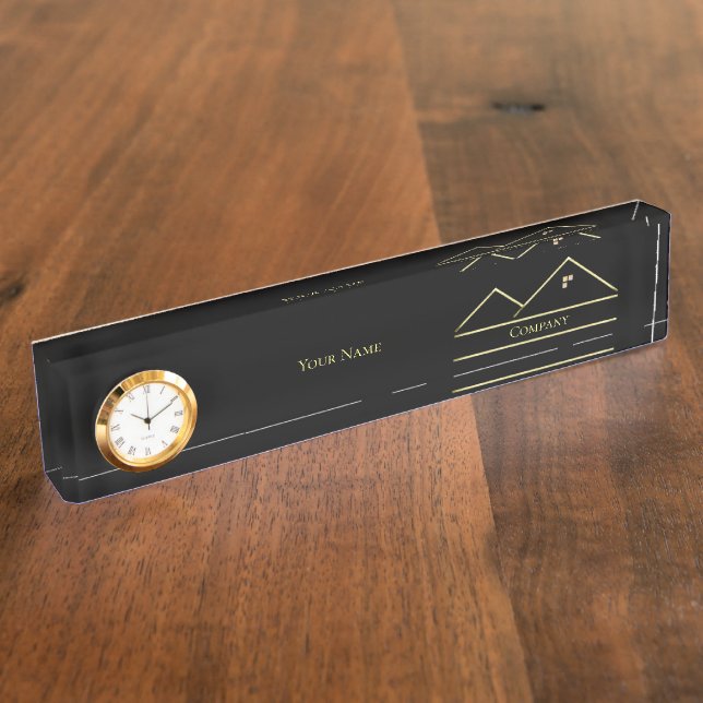 Placa De Nombre Inmobiliaria Gold (Lateral)