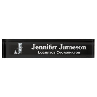 Placa De Nombre J Faux Diamond Desk Nameplate