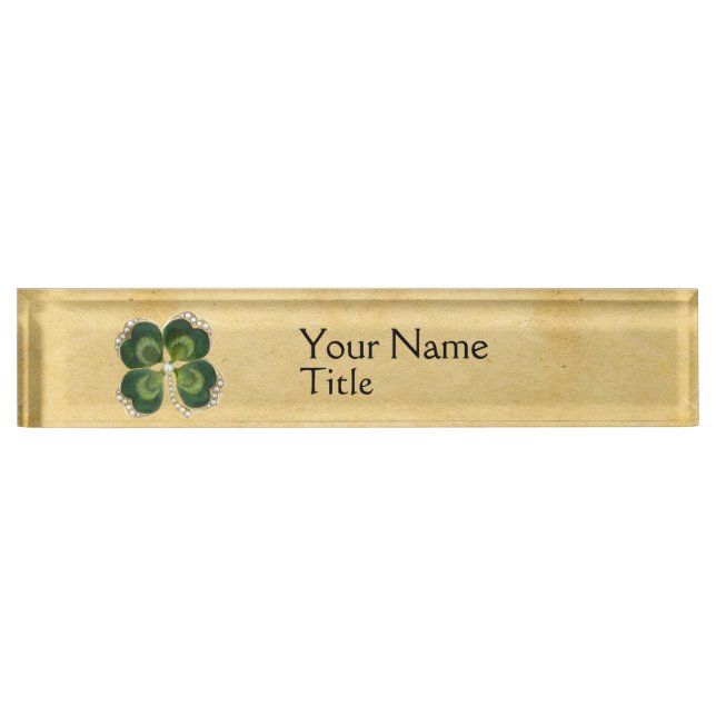 Placa De Nombre Joya del trébol de San Patricio del oro con las (Anverso)