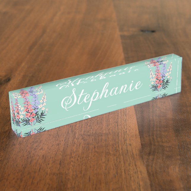 Placa De Nombre July Birth Flower Personalized Name  (Lateral)