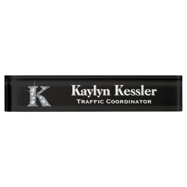Placa De Nombre K Faux Diamond Desk Nameplate (Anverso)