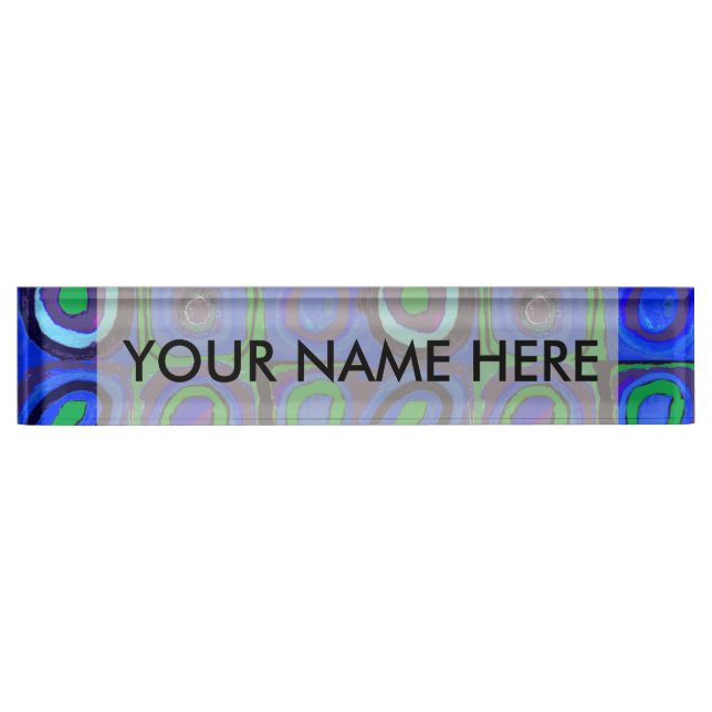 Placa De Nombre Kandinsky Farbstudie Blue Quadrate Square Circle (Anverso)