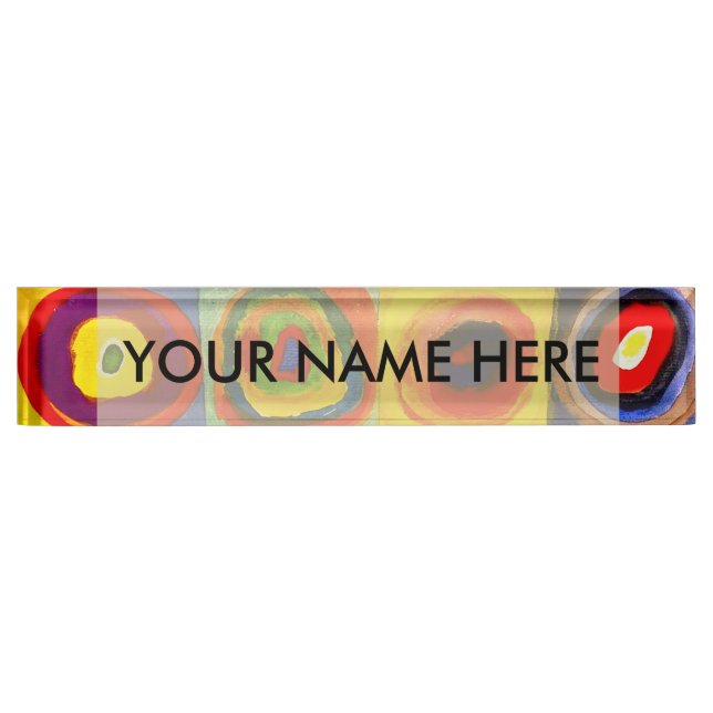 Placa De Nombre Kandinsky Farbstudie Quadrate Squares Círculos Art (Anverso)