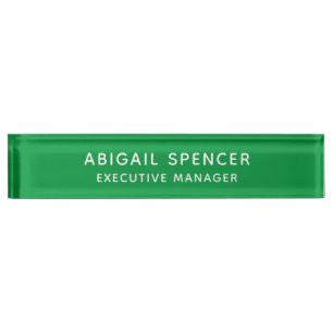 Placa De Nombre Kelly Green, Moderno y Elegante Profesional