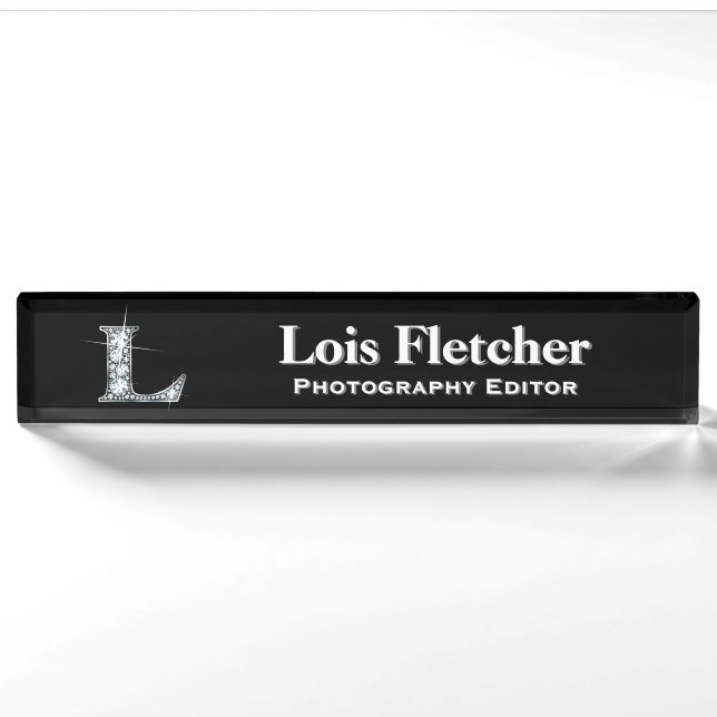Placa De Nombre L Faux Diamond Desk Nameplate (Anverso)