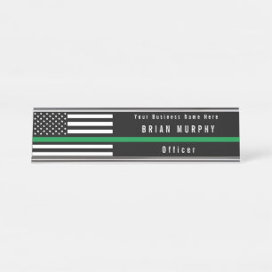Placa De Nombre La bandera militar de la Línea Verde fina añade