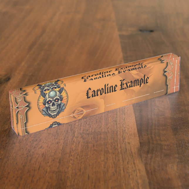 Placa De Nombre La calavera alada. (Lateral)