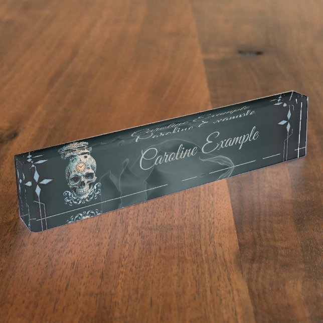 Placa De Nombre La Calavera del Tiempo: números romanos (Lateral)