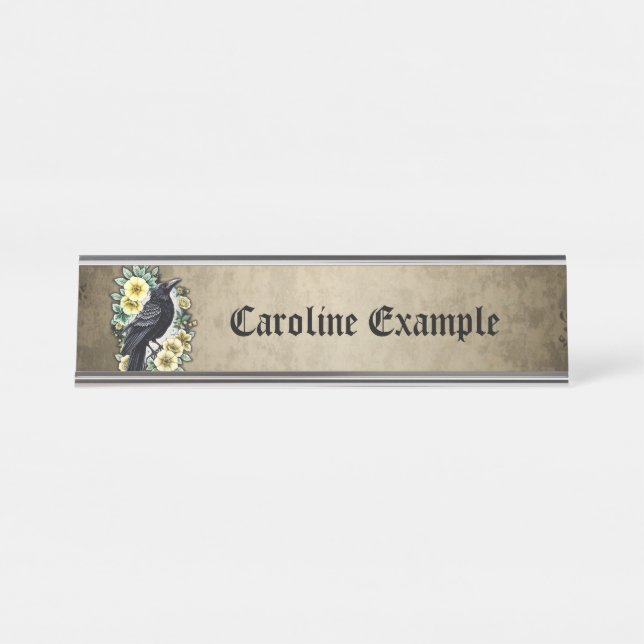 Placa De Nombre La gracia y la elegancia del cuervo. (Anverso)