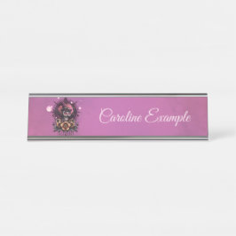 Placa De Nombre La lechuza Steampunk: guardiana de secretos.