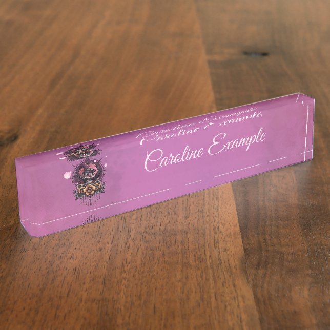 Placa De Nombre La lechuza Steampunk: guardiana de secretos. (Lateral)