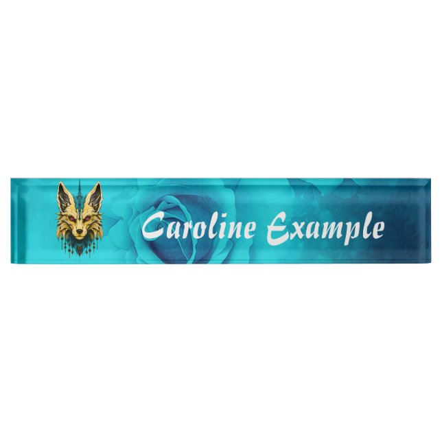 Placa De Nombre La misteriosa cabeza de zorro, noble y misterioso. (Anverso)