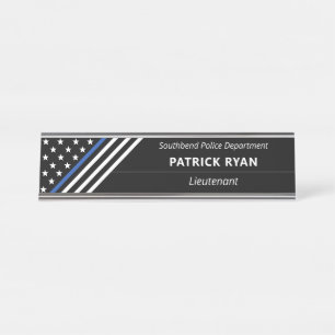 Placa De Nombre La policía de la Línea Azul delgada estriba fran