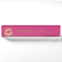 Labios Brillantes Dorados Rosa Personaliza Nombre