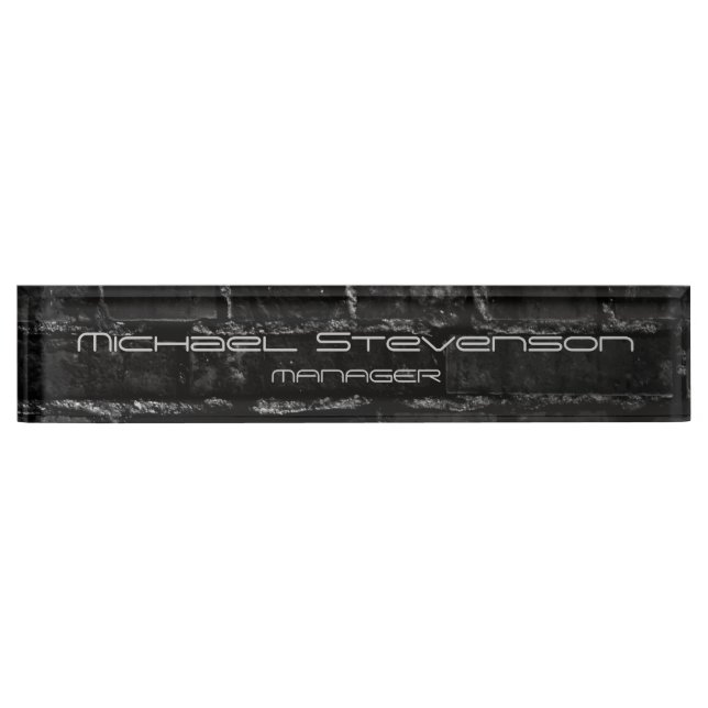 Placa De Nombre Ladrillo de pared Gris Elegante Mostrador Moderno  (Anverso)