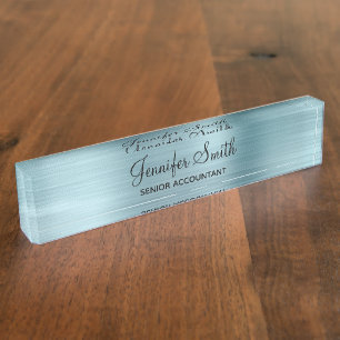 Placa De Nombre Lámina azul claro femenino