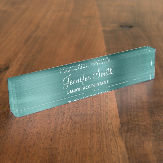Placa De Nombre Lámina de Teal Acuático Falso (Lateral)