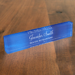 Placa De Nombre Lámina Metálica Azul Real Falsa