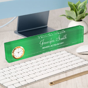 Placa De Nombre Laminado Brillante Verde Falso con Título del Pues